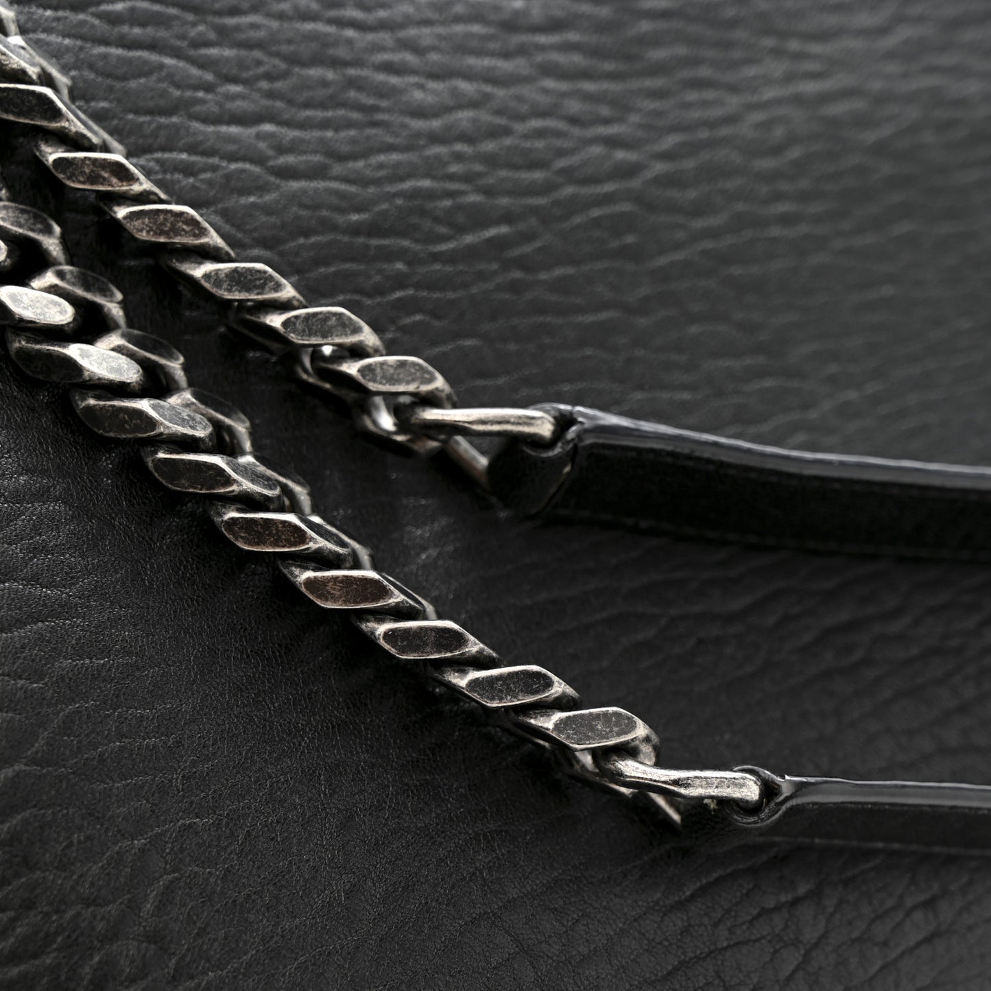 Grained Lambskin Monogram Oversized Niki Chain Satchel Black