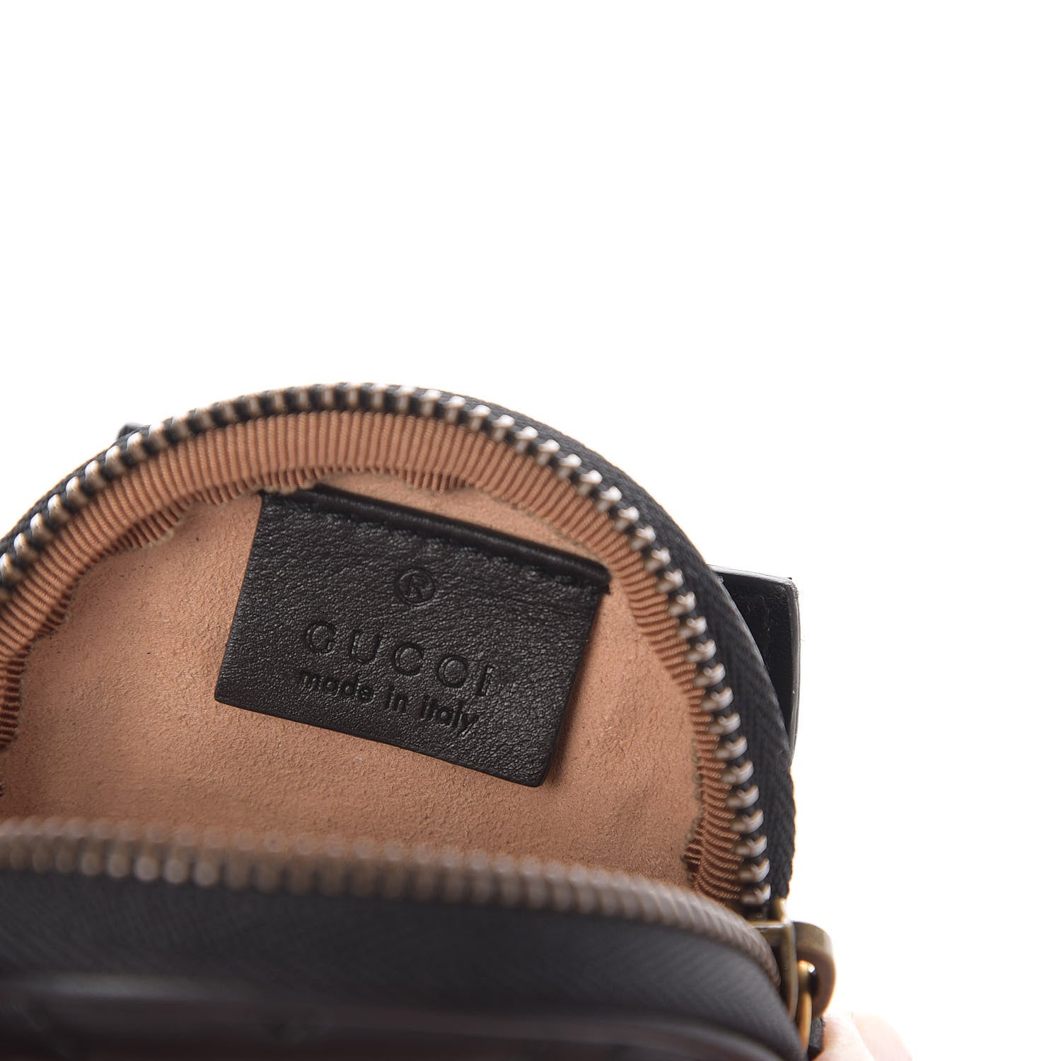 Gucci Calfskin Matelasse Animal Studs GG Marmont Round Wrist Wallet Black 9 of 13