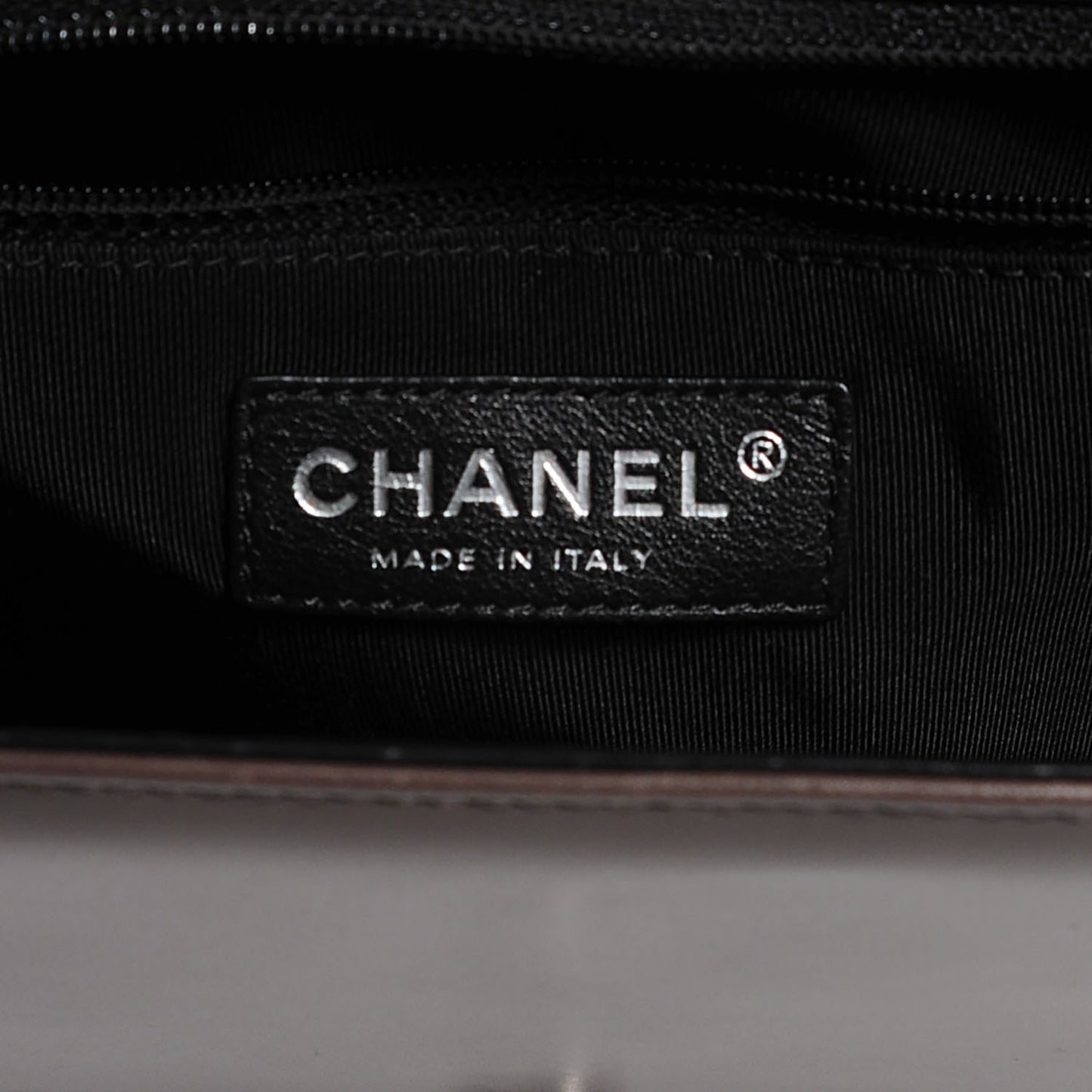 Glazed Calfskin Large Boy Flap Black Brown