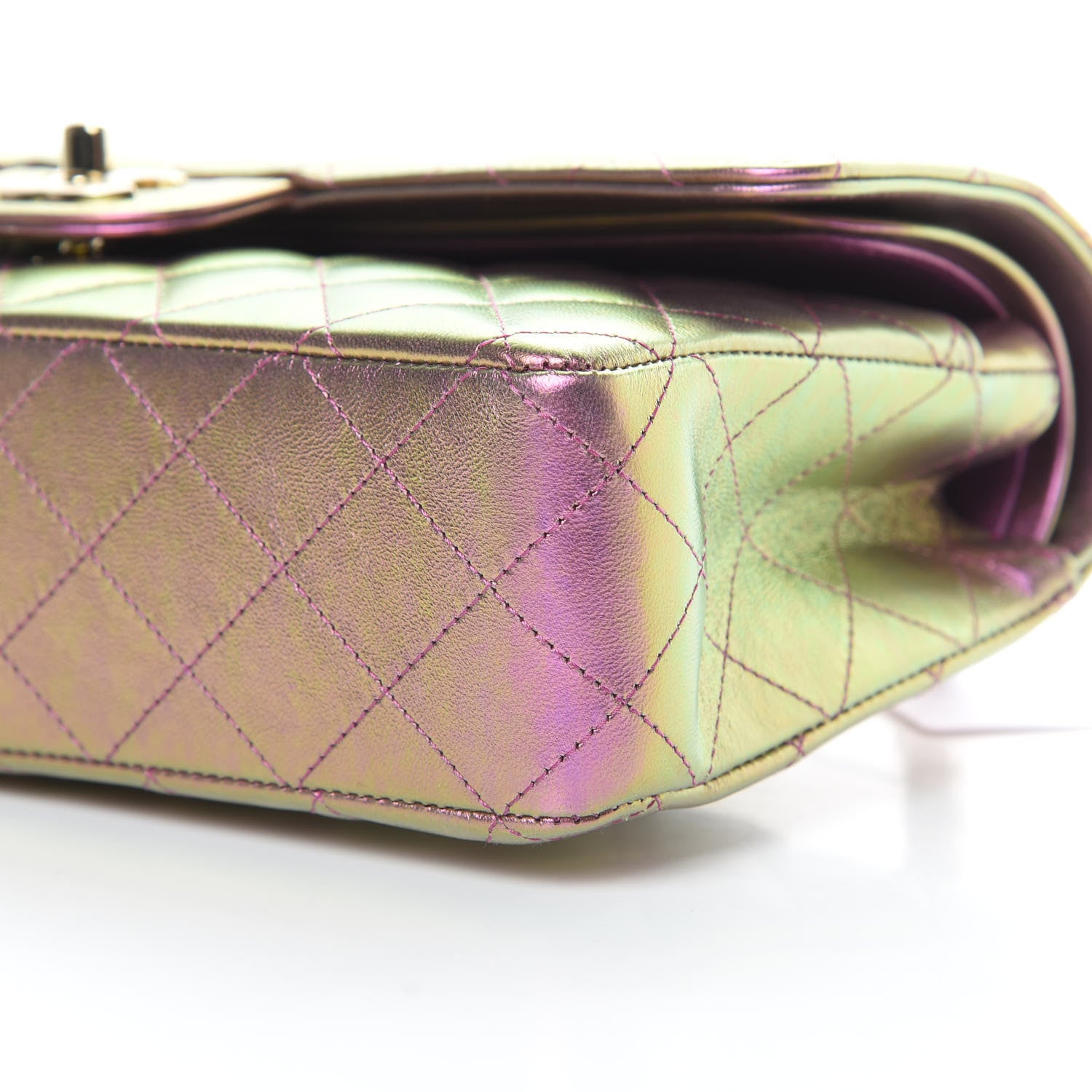 Chanel Iridescent Lambskin Quilted Medium Double Flap Purple 10 of 11