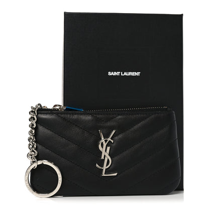 Saint Laurent Calfskin Matelasse Monogram Key Pouch Black 8 of 8
