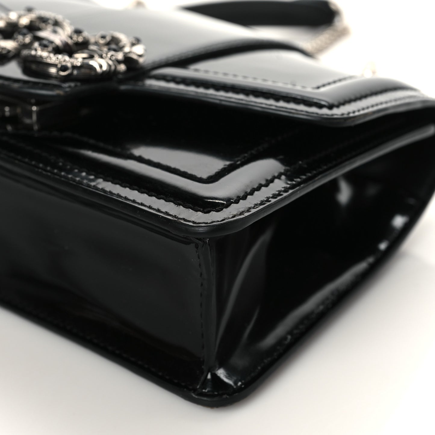 Polished Calfskin Small DG Amore Envelope Bag Black