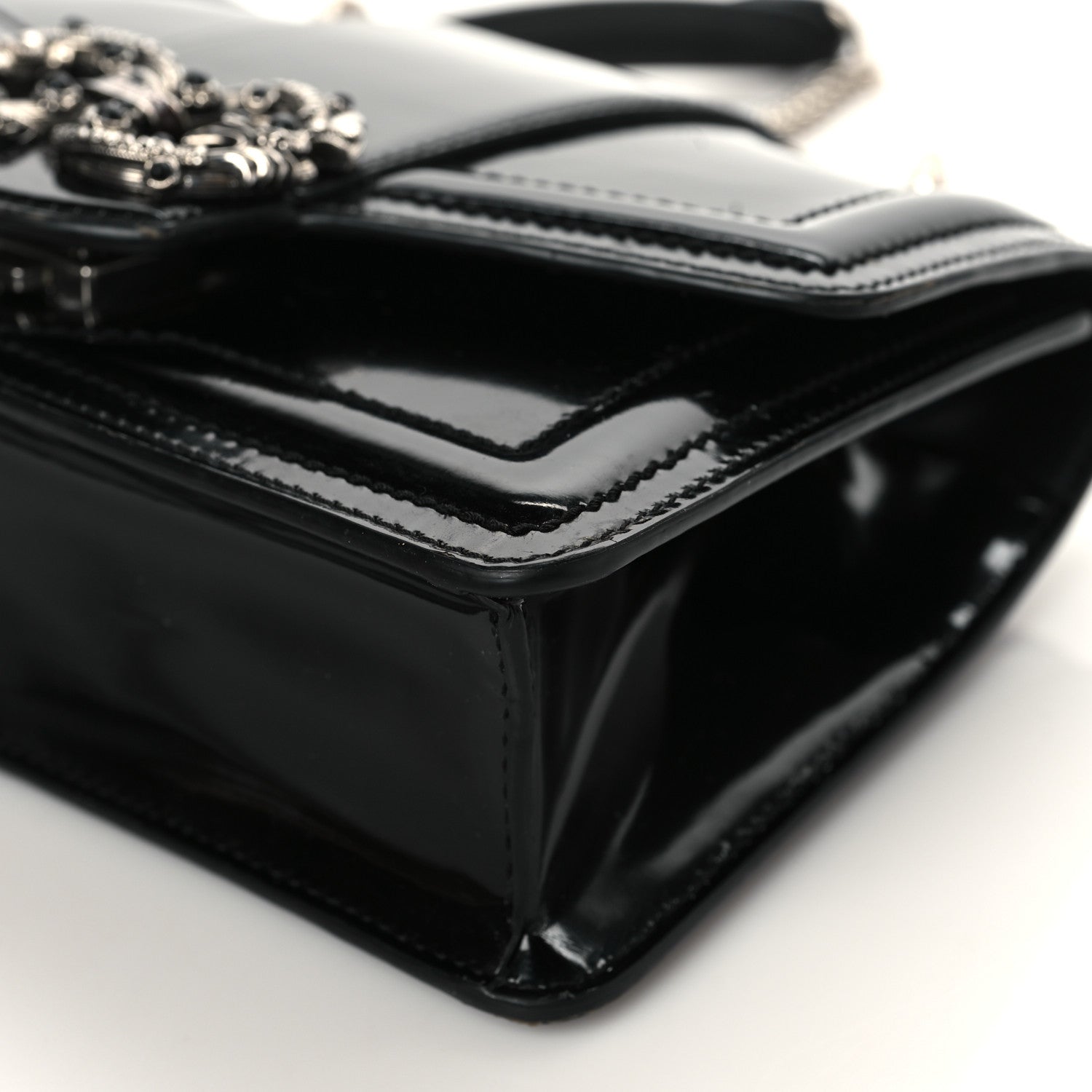 Dolce & Gabbana Polished Calfskin Small DG Amore Envelope Bag Black 7 of 10