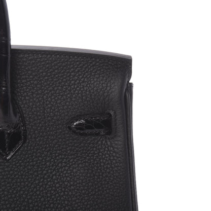 Hermes Togo Shiny Niloticus Crocodile Birkin Touch 25 Black 33 of 38