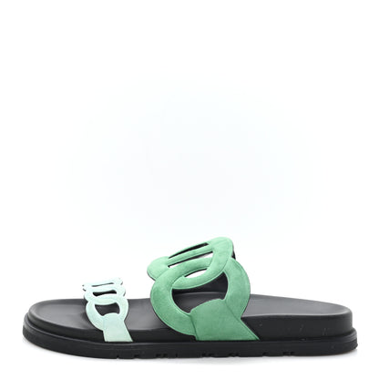 Hermes Suede Goatskin Extra Sandals  39 Vert 1 of 9