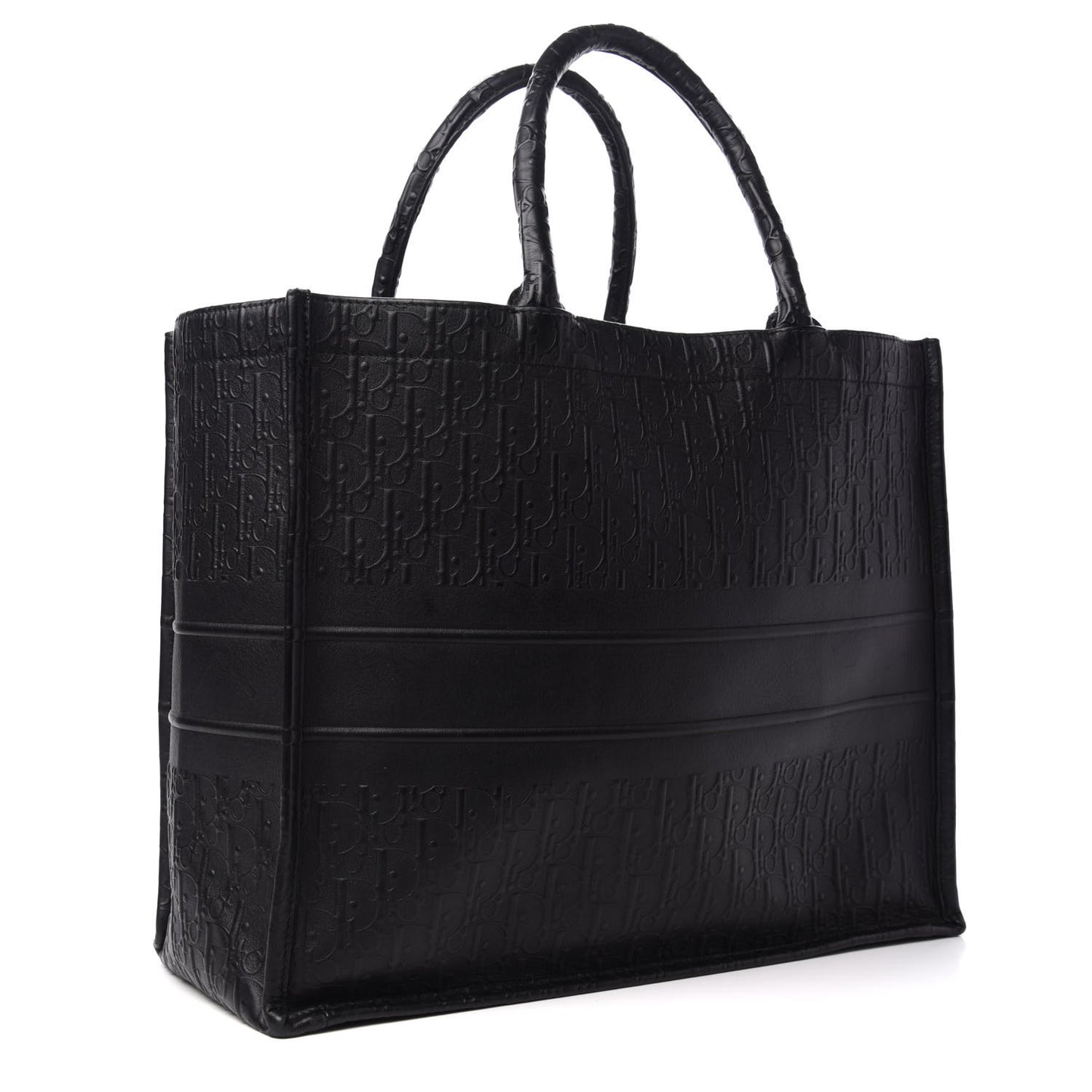 Oblique Calfskin Embossed Book Tote Black