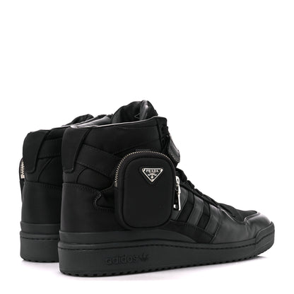 Prada X ADIDAS Re-Nylon Gabardine Metal Triangle Logo Mens Wheel Pouch Pocket High Top Sneakers 12.5 Black 4 of 8