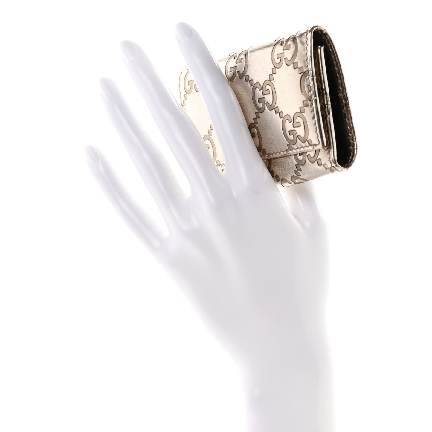 Metallic Guccissima 6 Key Holder Case Gold