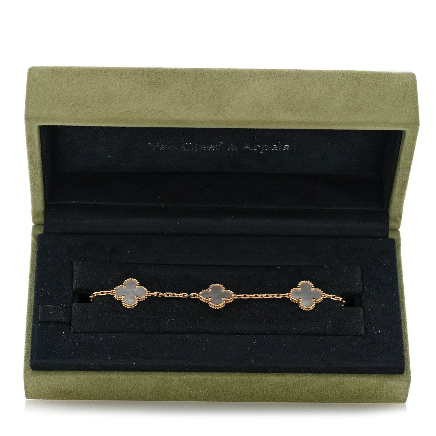 18K Yellow Gold Mother of Pearl 5 Motifs Vintage Alhambra Bracelet