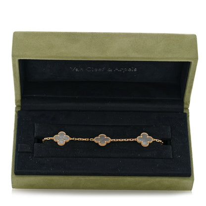 Van Cleef & Arpels 18K Yellow Gold Mother of Pearl 5 Motifs Vintage Alhambra Bracelet 4 of 4