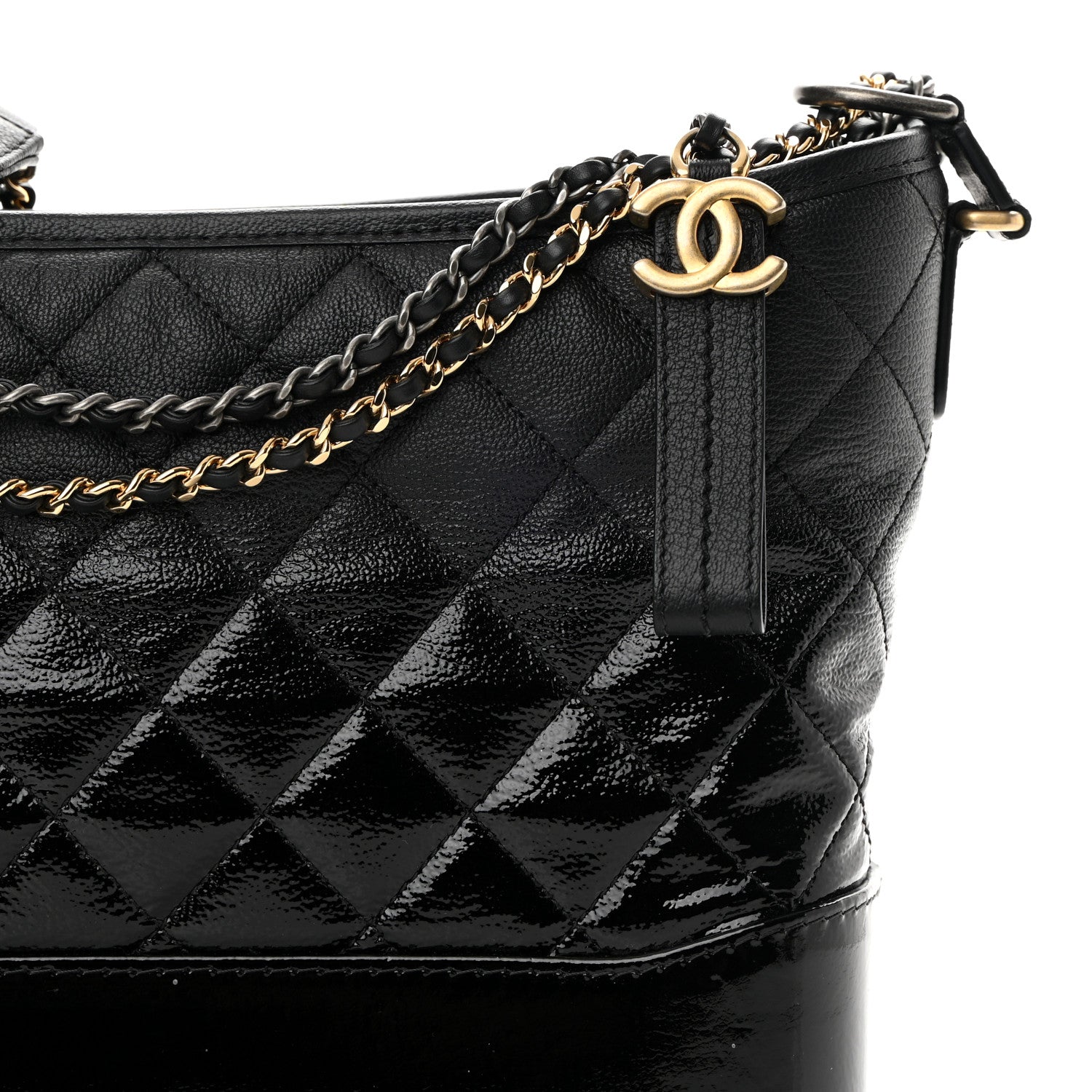 Chanel Patent Goatskin Quilted Medium Gabrielle Hobo Black 8 of 14