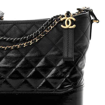 Chanel Patent Goatskin Quilted Medium Gabrielle Hobo Black 8 of 14