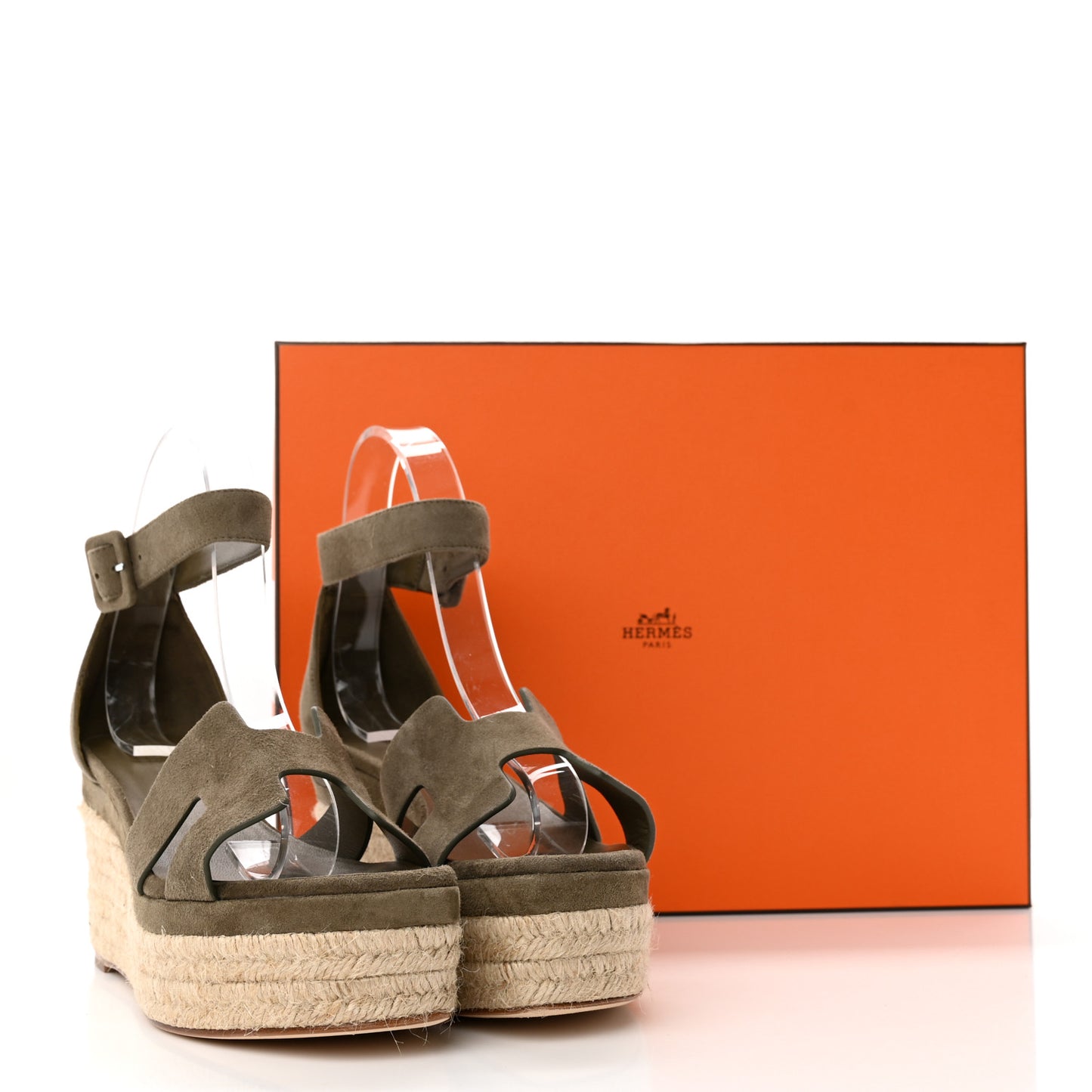 Suede Goatskin Elda Espadrille Wedge Sandals 37 Vert Toundra