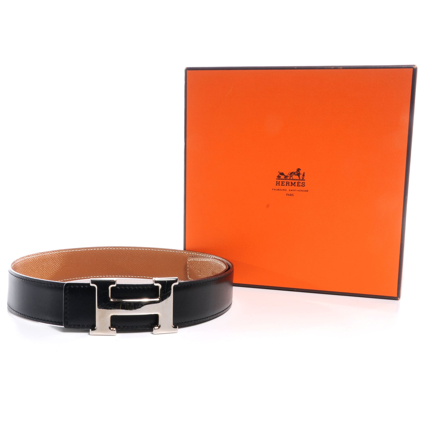 Box Courchevel 32mm H Belt 65 Black Gold