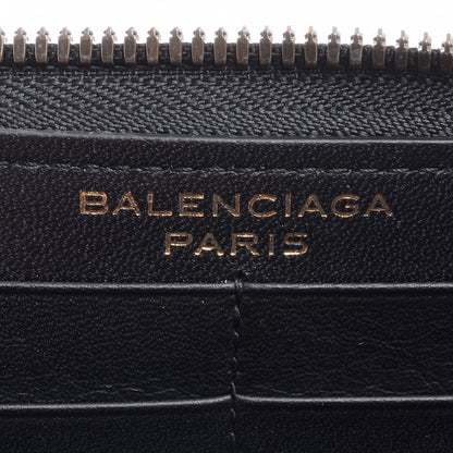 Balenciaga Calfskin Papier Continental Zip Around Wallet Black 6 of 8