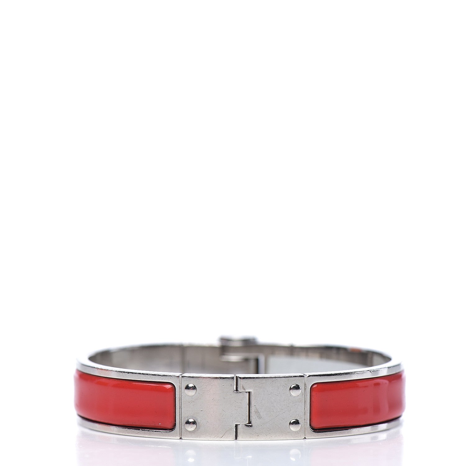Hermes Enamel Charniere Uni Narrow Hinged Bracelet M Rouge Amarante 2 of 4