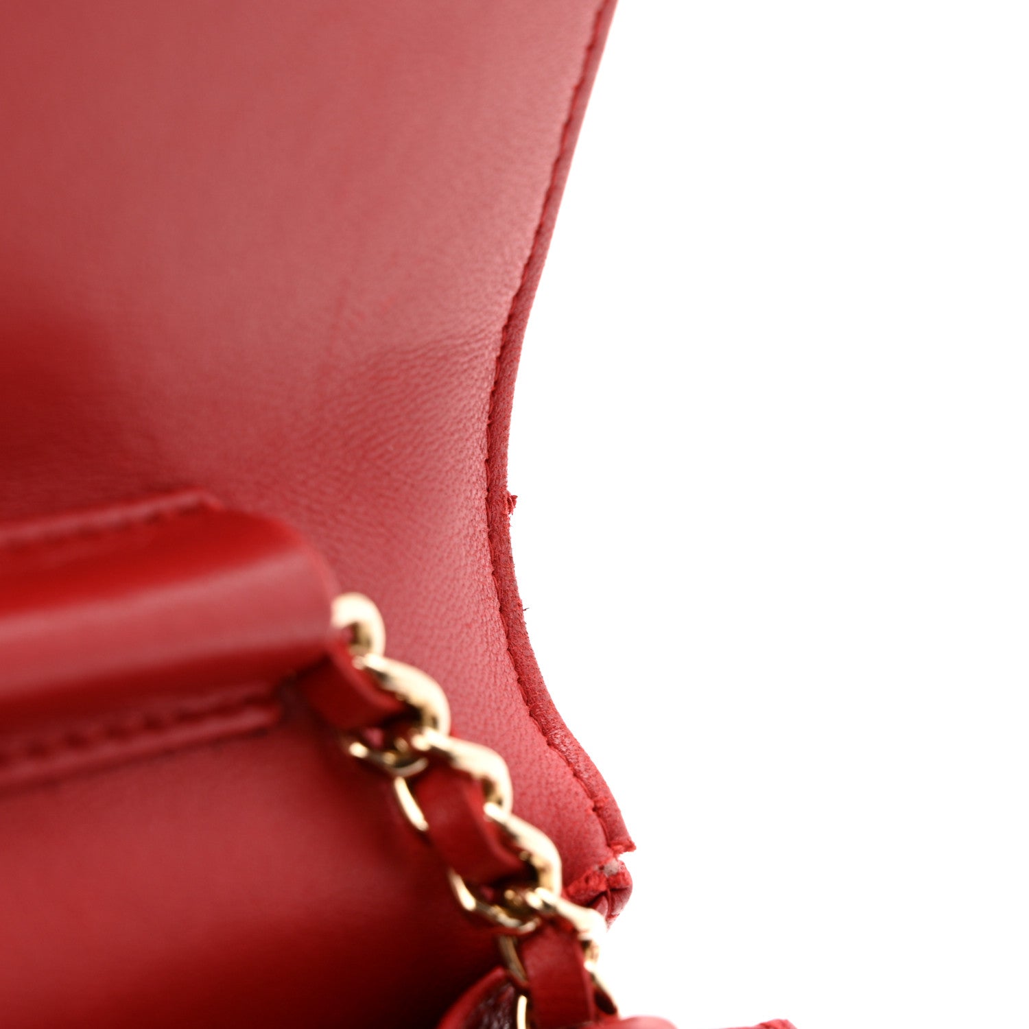Chanel Lambskin Quilted Boy Wallet On Chain WOC Red 20 of 21