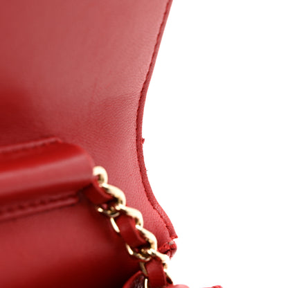 Chanel Lambskin Quilted Boy Wallet On Chain WOC Red 20 of 21