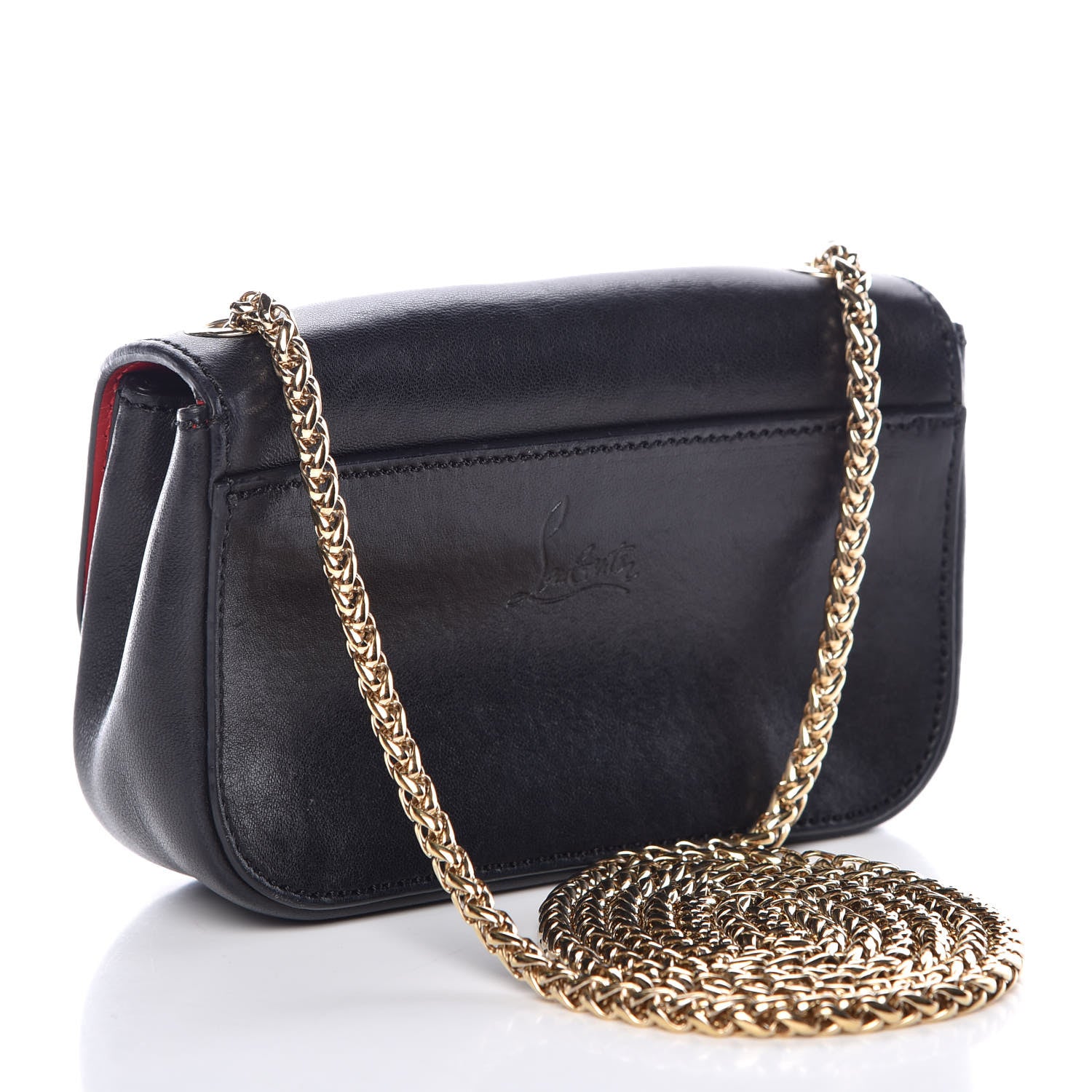 Christian Louboutin Calfskin Heart Sweety Charity Crossbody Bag Black Red 3 of 10