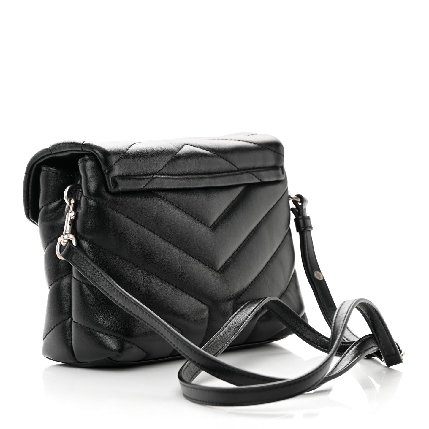 Calfskin Y Quilted Monogram Toy Loulou Crossbody Bag Black