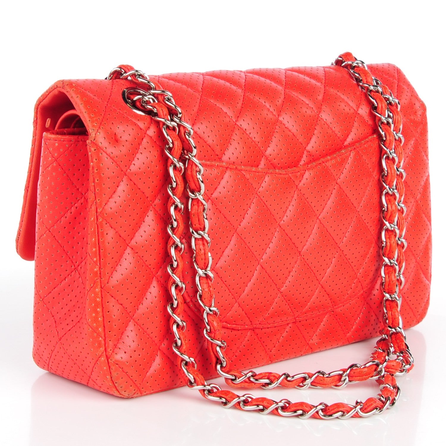 Chanel Lambskin Perforated Medium Double Flap Red 3 of 15