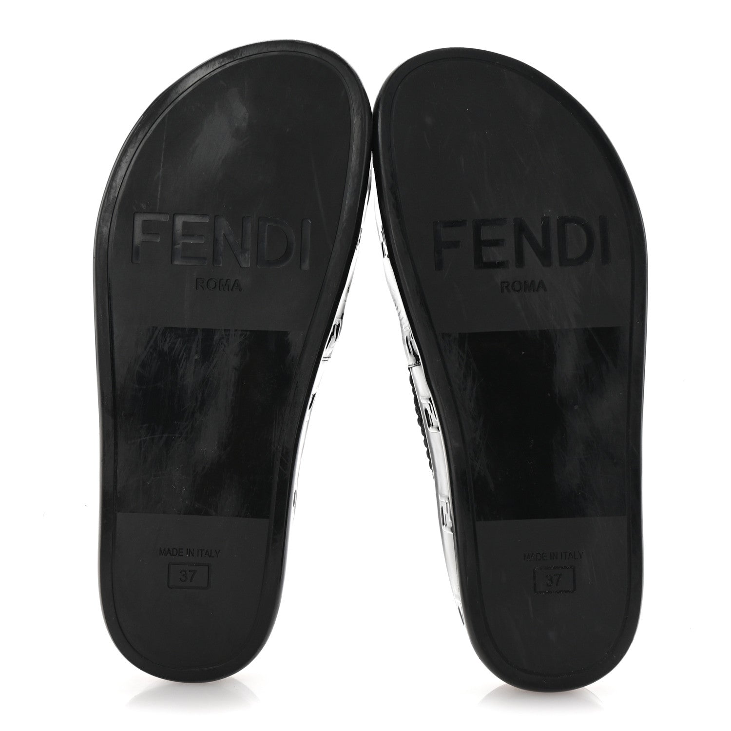Fendi Raffia Rubber FF Woven Reflections Crisscross Slide Sandals 37 Black 6 of 8