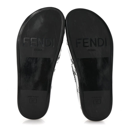 Fendi Raffia Rubber FF Woven Reflections Crisscross Slide Sandals 37 Black 6 of 8