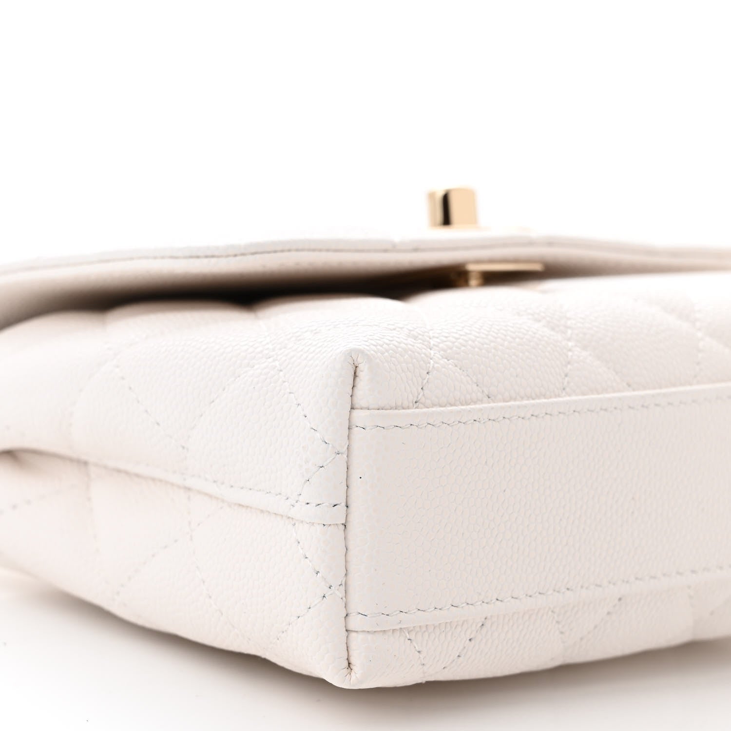 Chanel Caviar Quilted Coco Handle Clutch With Chain White 9 of 11