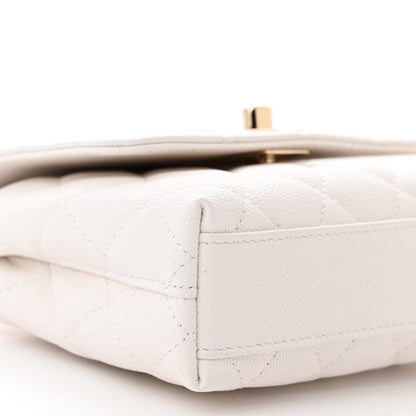 Chanel Caviar Quilted Coco Handle Clutch With Chain White 9 of 11