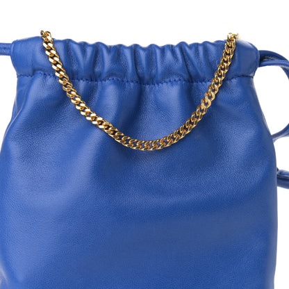 Saint Laurent Lambskin Paris Drawstring Pouch Bleu Majorelle 8 of 10
