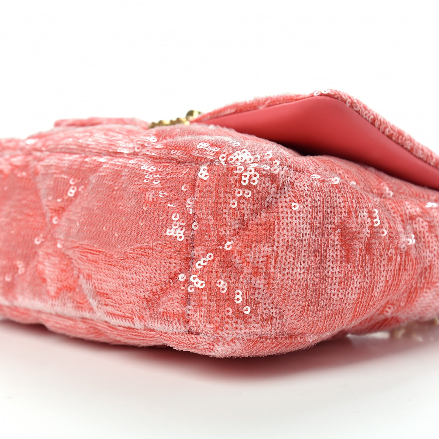 Sequin Quilted Medium Chanel 19 Flap Coral