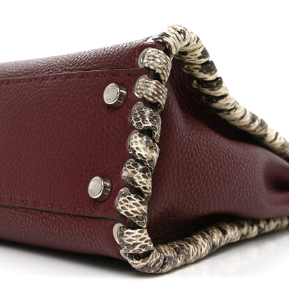 Fendi Cuoio Romano Elaphe Selleria Lace Up Bi-Color Medium Peekaboo Iconic Satchel Bordeaux Grigio Polvere Natural 9 of 9