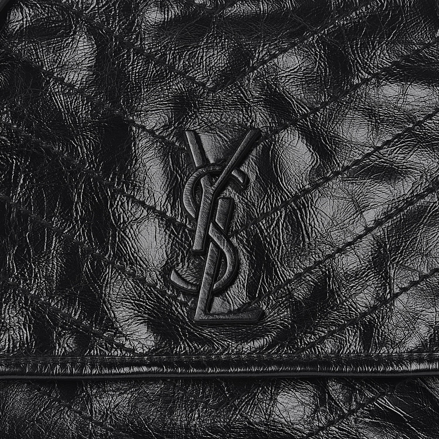Saint Laurent Crinkled Calfskin Matelasse Monogram Medium Niki Chain Satchel Black 10 of 10