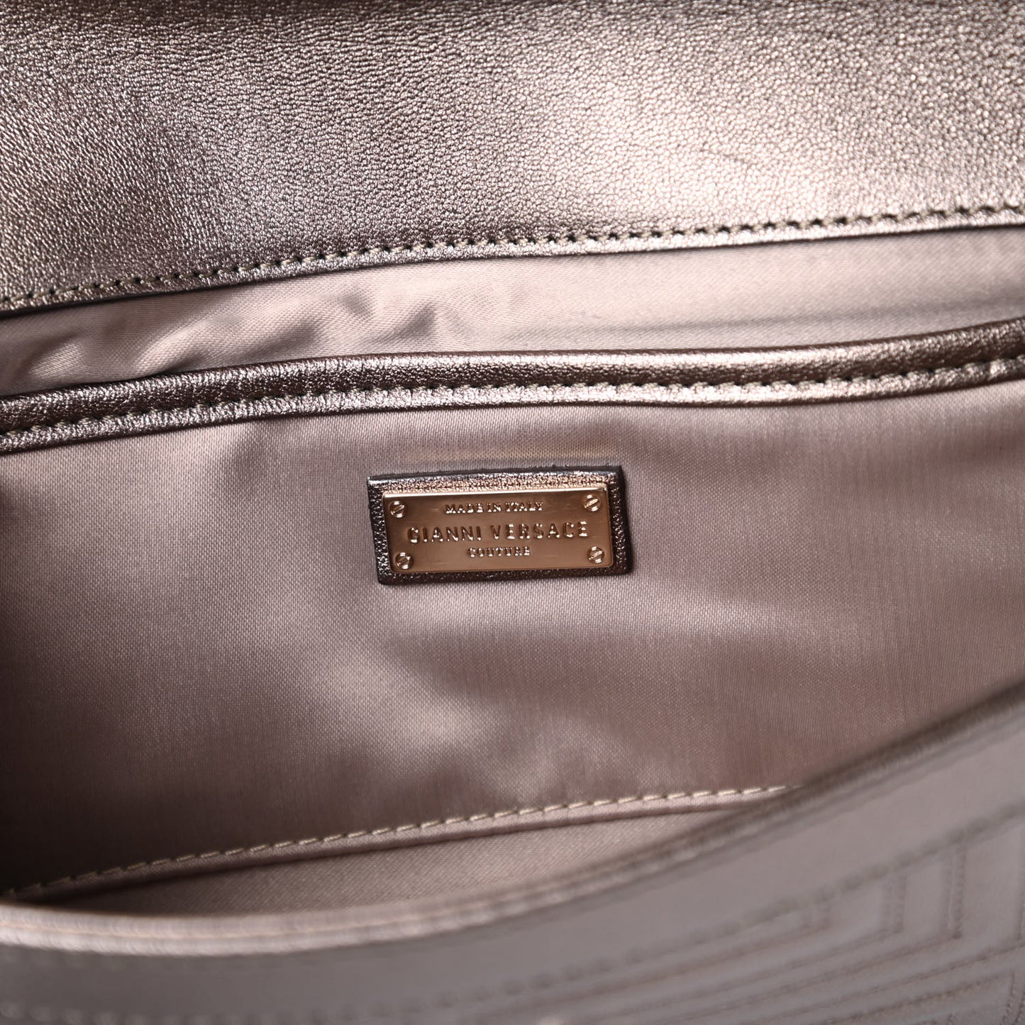 Metallic Lambskin Couture Chain Clutch Bronze