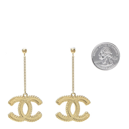 Chanel CC Drop Earrings Matte Gold 2 of 5