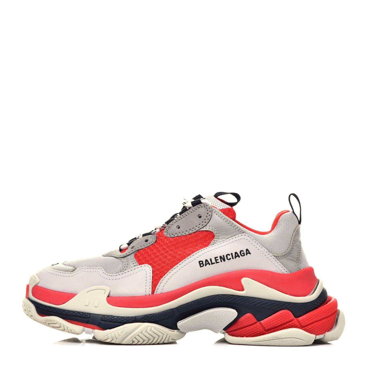 Balenciaga Fabric Mesh Womens Triple S Sneakers 40 Red Grey White 1 of 8