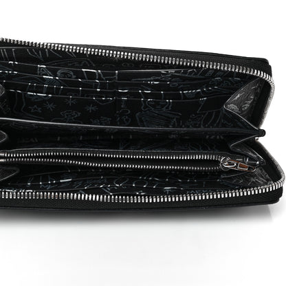 Balenciaga Calfskin Classic Silver Hardware Printed Tattoo Everyday Continental Zip Around Wallet Black 4 of 4