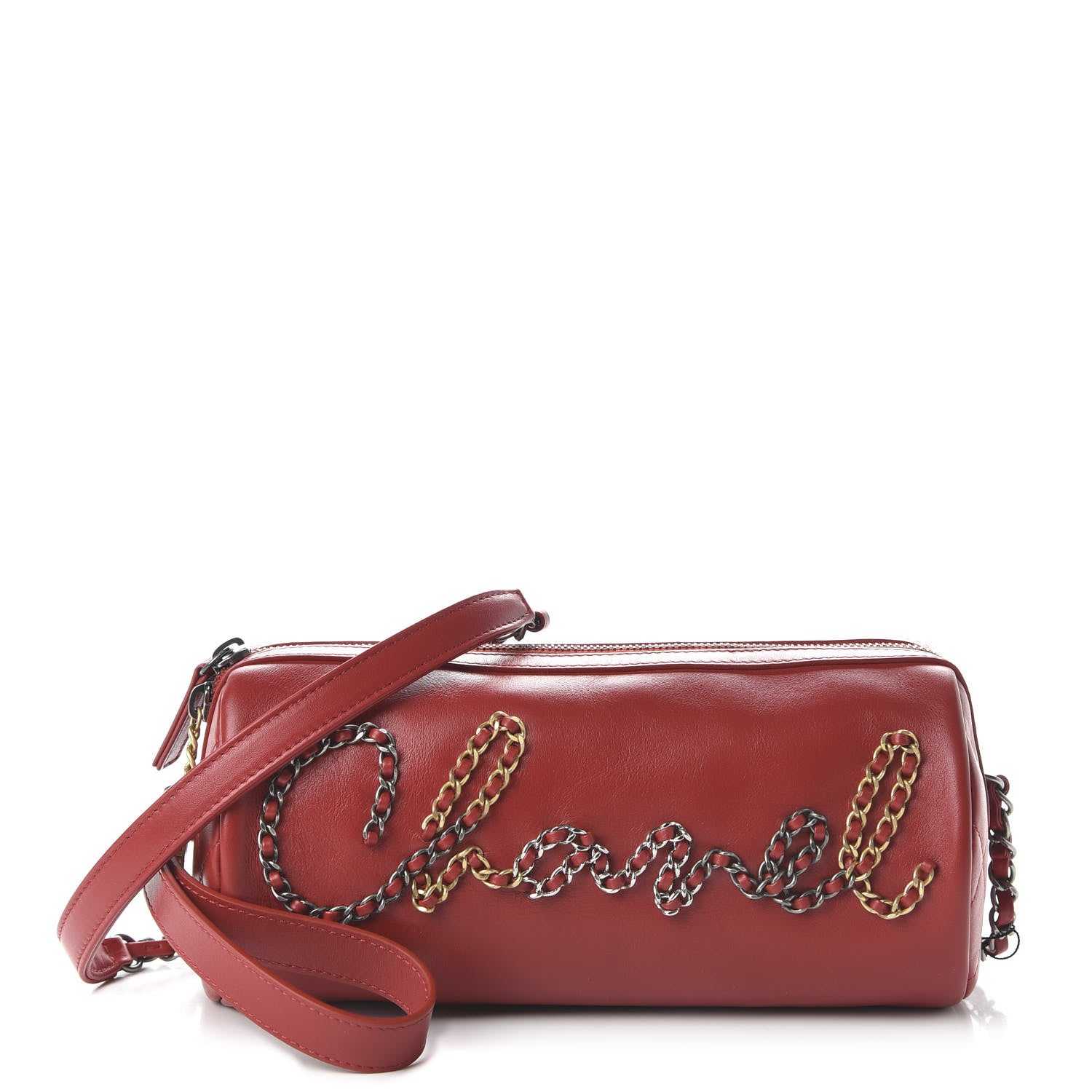 Chanel Calfskin Chain 20s Signature Bowling Bag Red 1 of 10