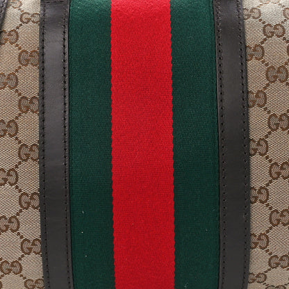 Gucci Monogram Selleria Calfskin Vintage Web Medium Boston Beige Ebony Cocoa 10 of 13