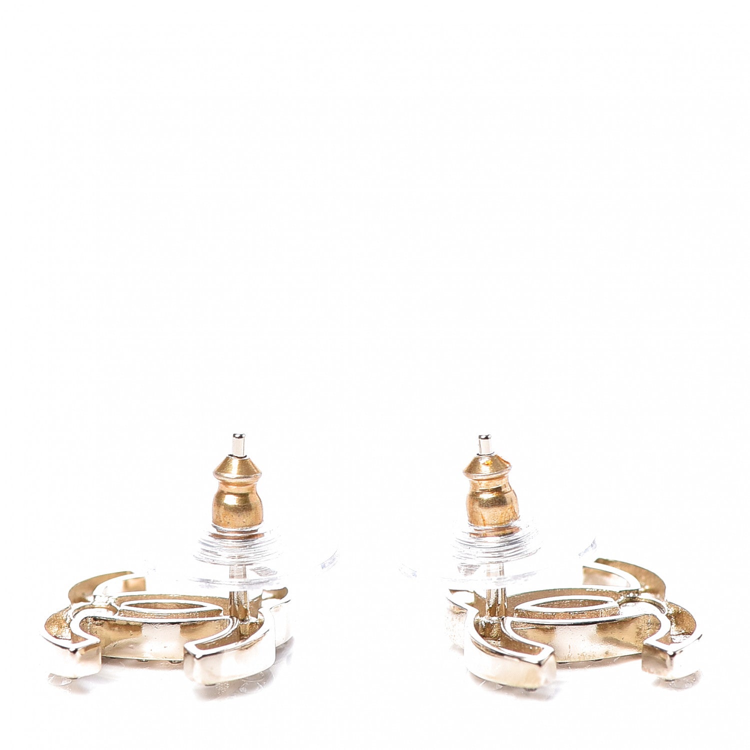 Chanel Crystal CC Large Earrings Gold 3 of 5