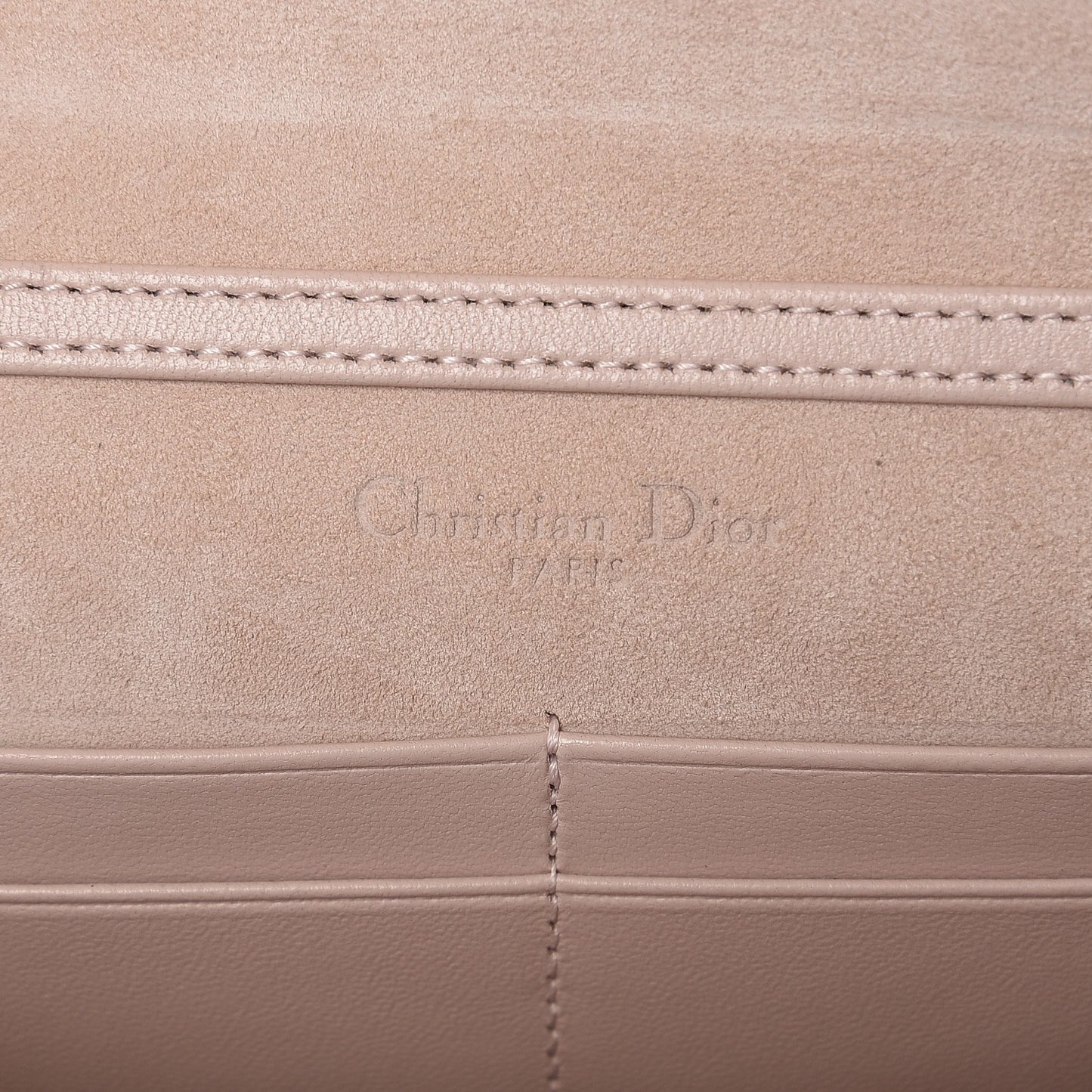 Grained Calfskin Diorama Wallet on Chain Pouch Rose Poudre