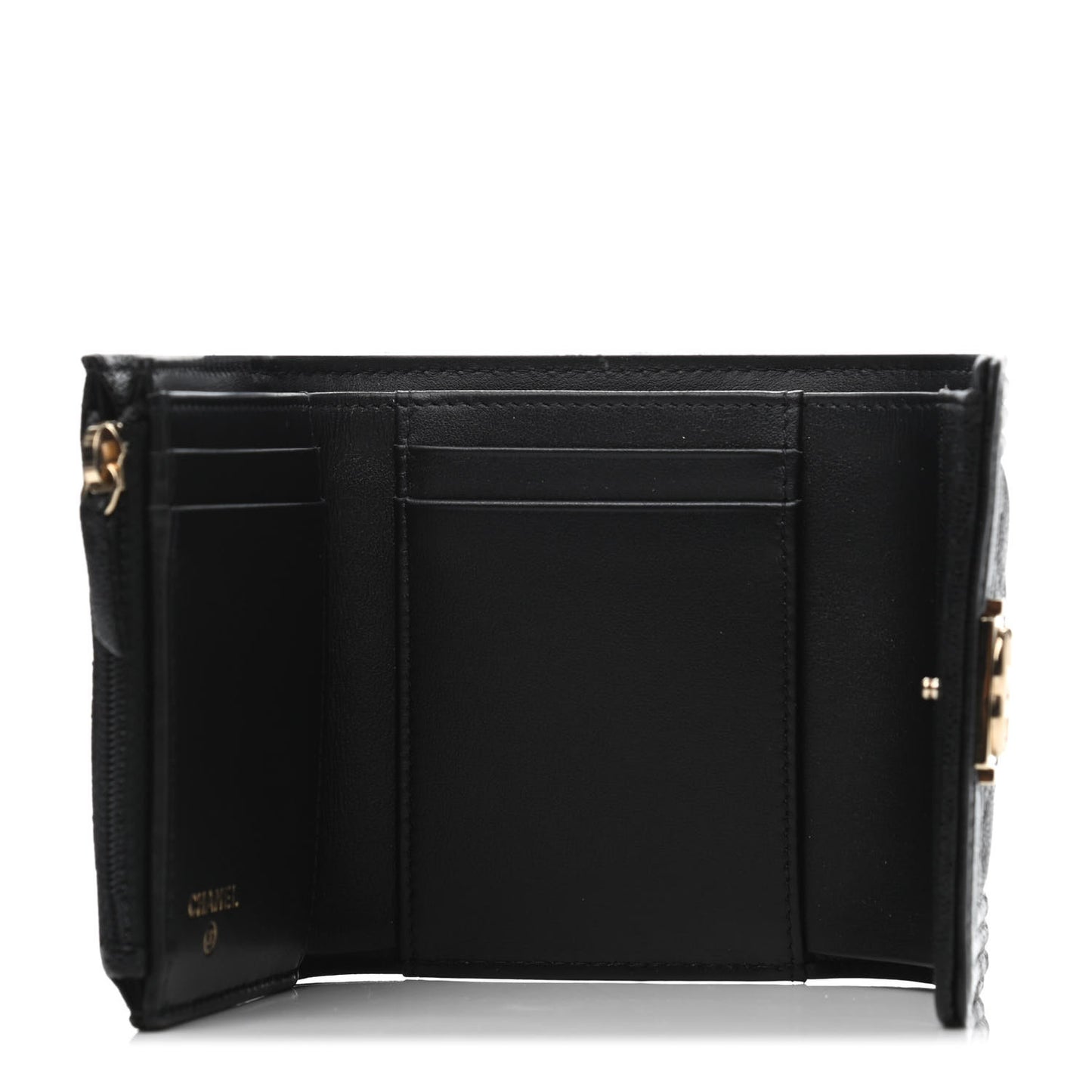 Caviar Quilted Compact Boy Wallet Black