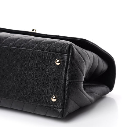 Chanel Caviar Chevron Quilted Small Coco Handle Flap Black 8 of 11
