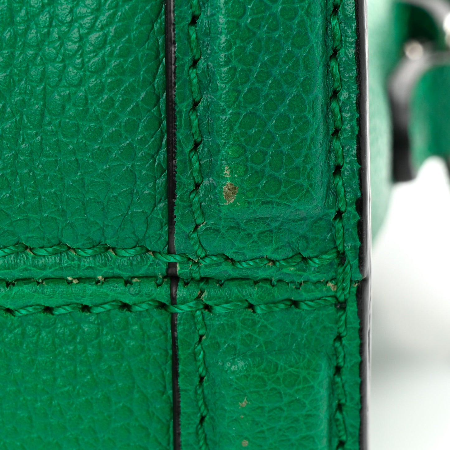 Pebbled Calfskin Mini Padlock Tote Emerald