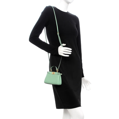 Fendi Shiny Nappa Micro Peekaboo Iconic Satchel Verde Acqua 2 of 11