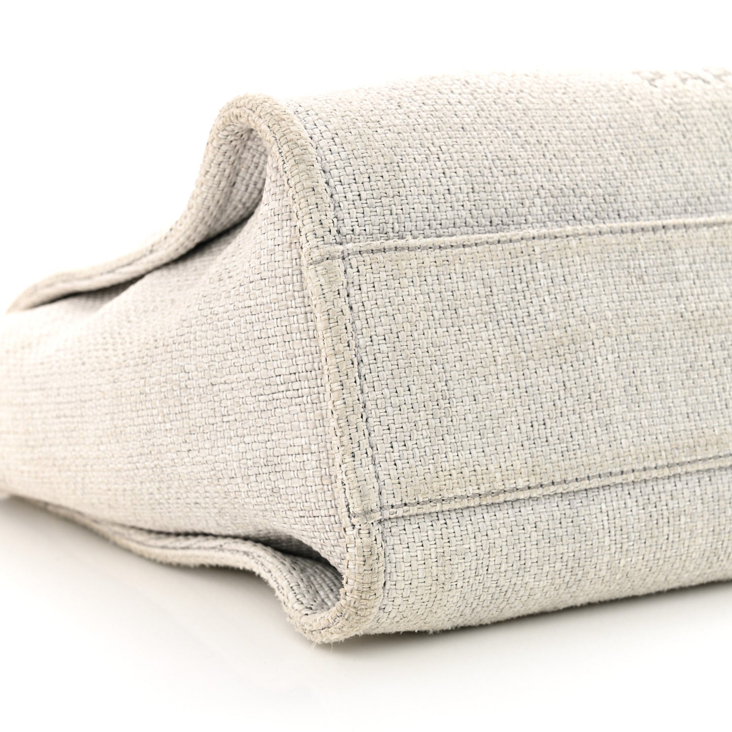 Woven Straw Raffia Small Deauville Tote Grey