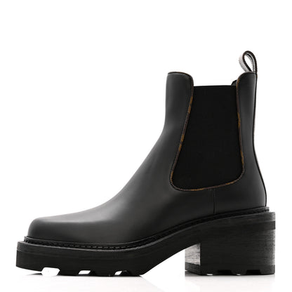 Louis Vuitton Calfskin Monogram Beaubourg Ankle Boots 37 Black 1 of 11