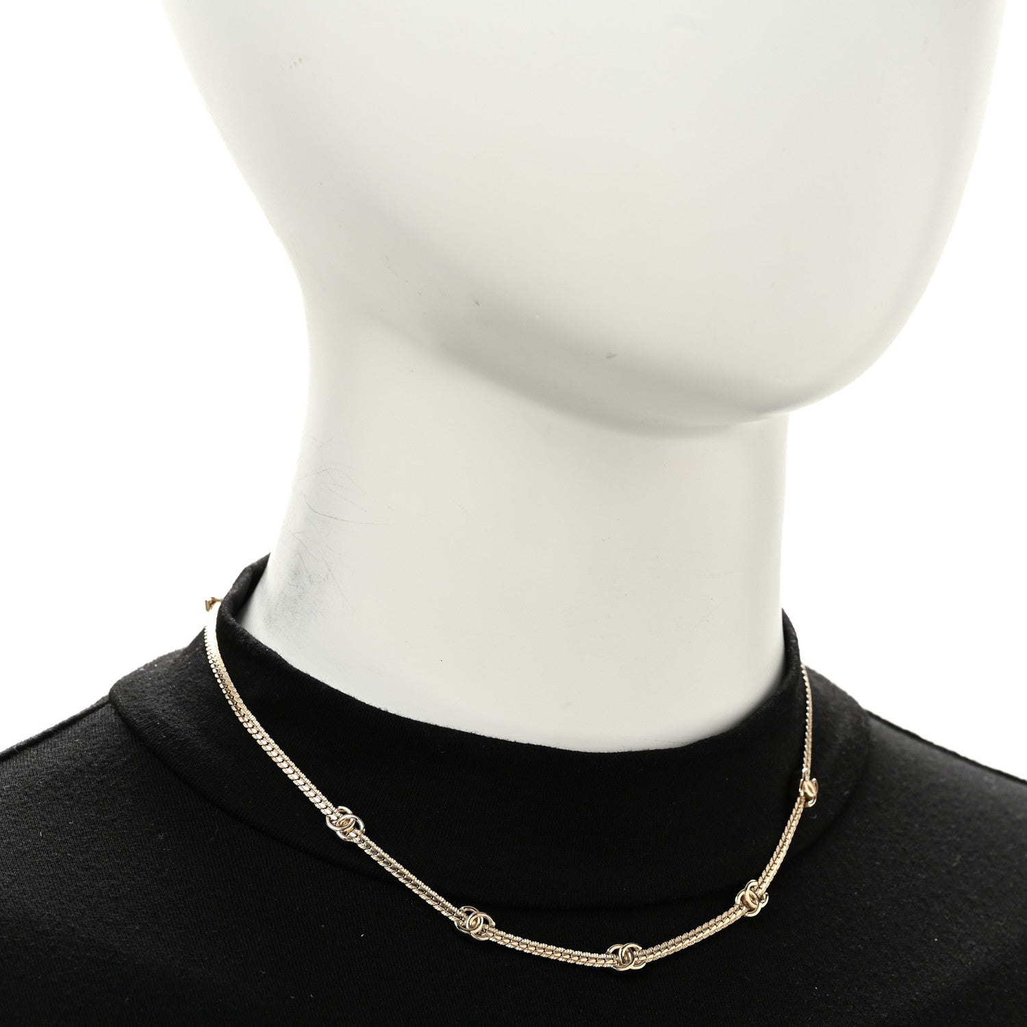 Chanel Metal CC Short Chain Necklace Gold 2 of 4