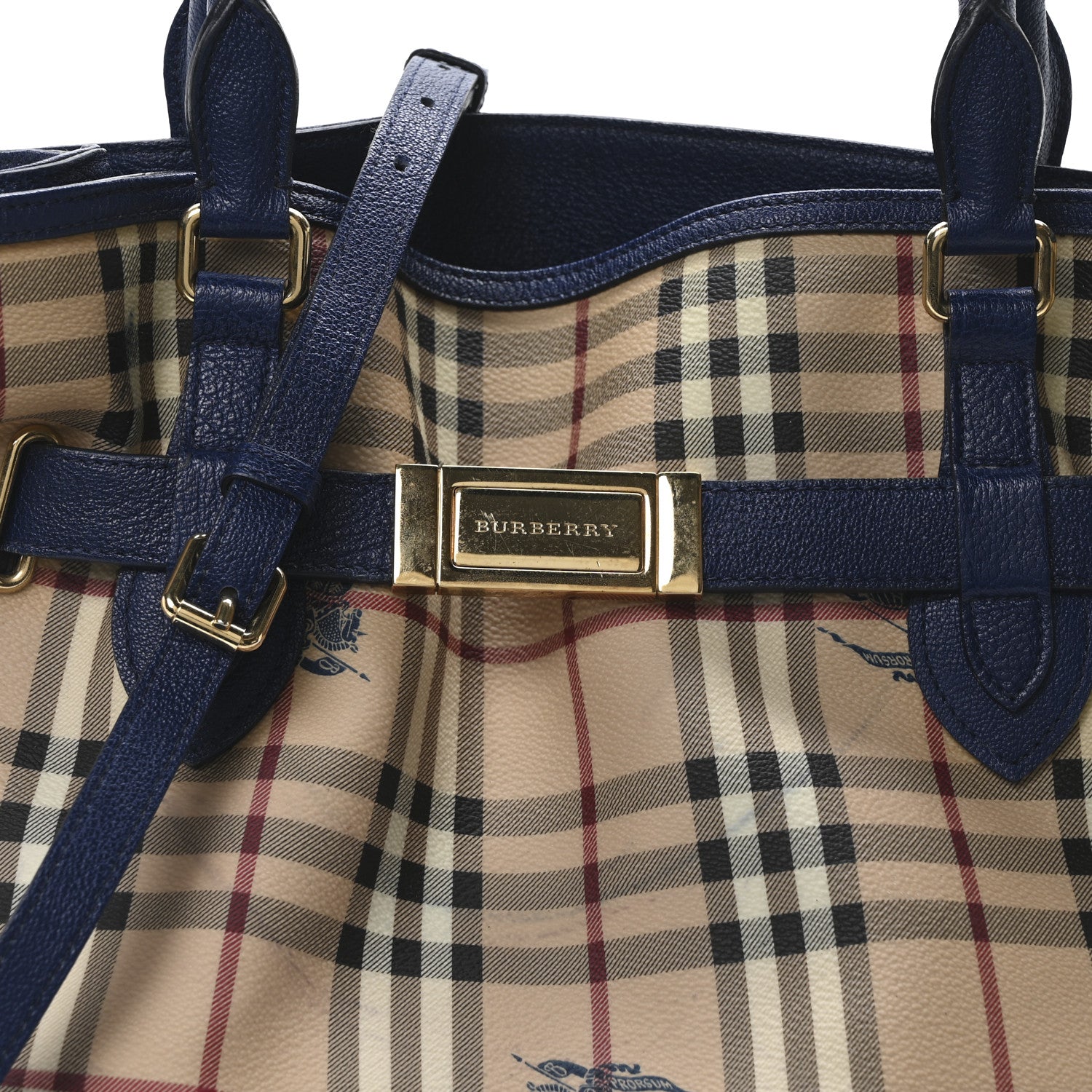 Burberry Haymarket Check Medium Golderton Tote Blue 7 of 9
