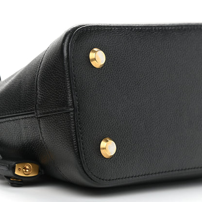 Balenciaga Grained Calfskin Logo S Ville Top Handle Bag Black White 9 of 10
